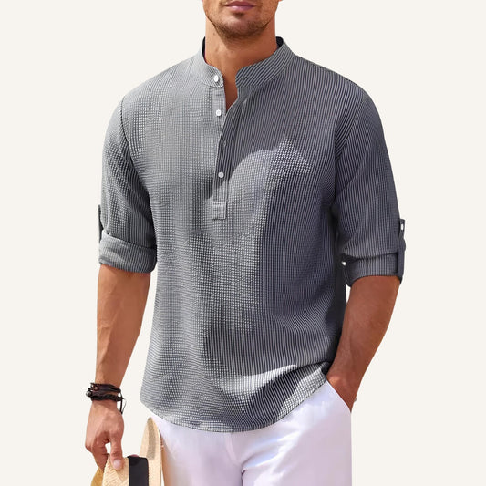 Men’s Casual Mandarin Collar Shirt – Ascot