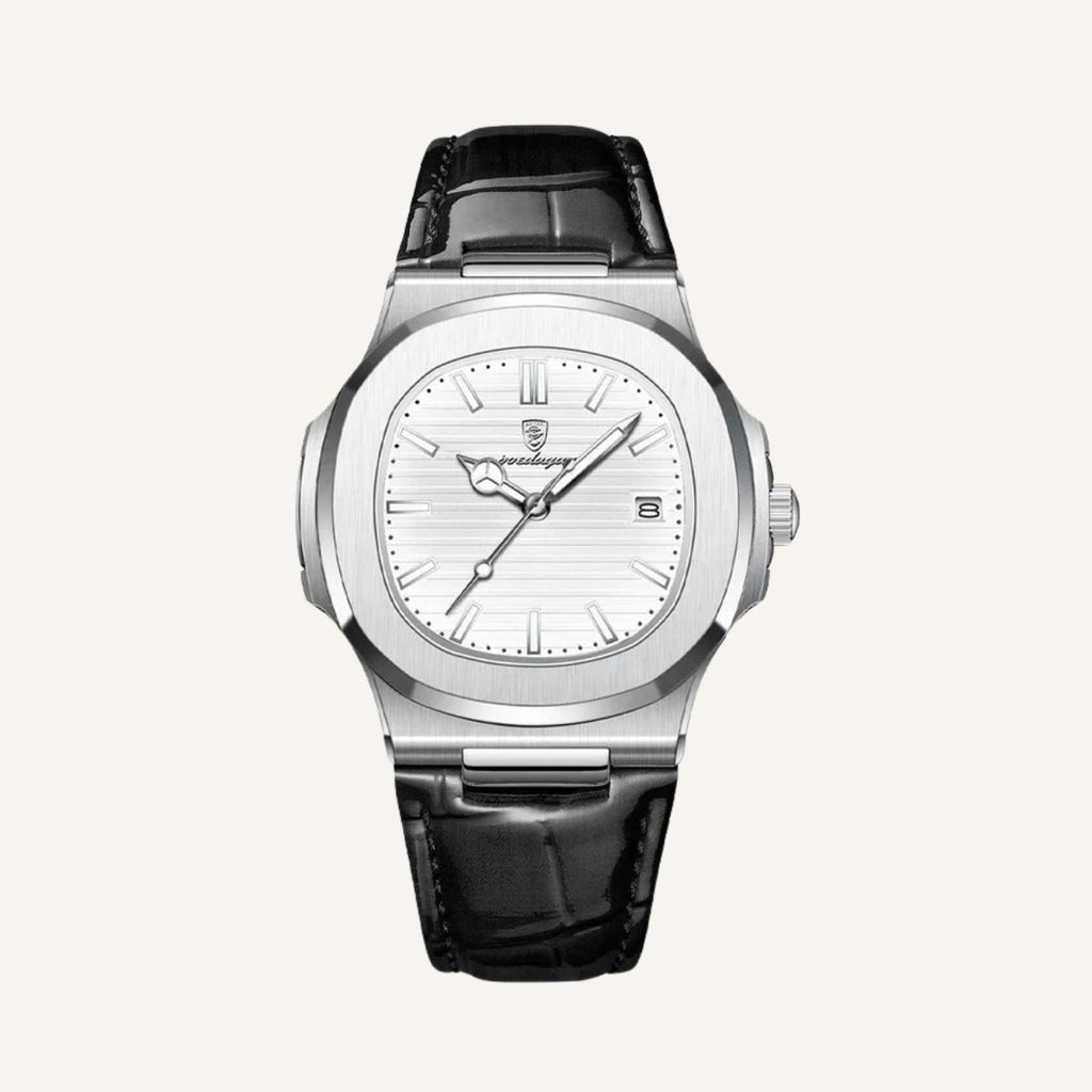 Men's Black Leather Watch - Luxe