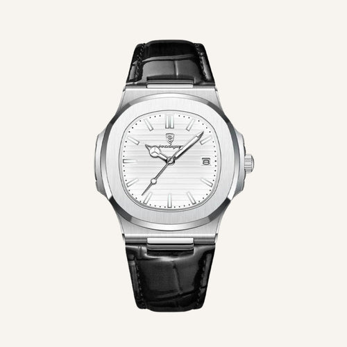 Men's Black Leather Watch - Luxe