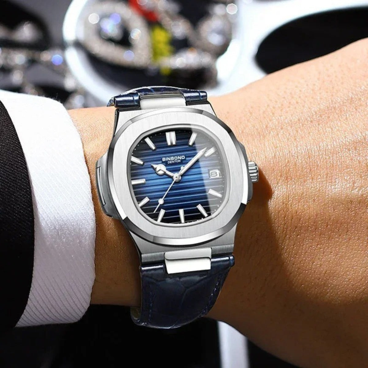 Men's Black Leather Watch - Luxe