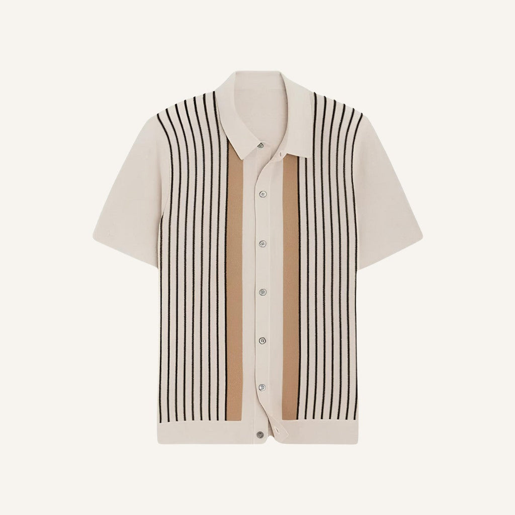 Striped Knit Polo Shirt - Montelle